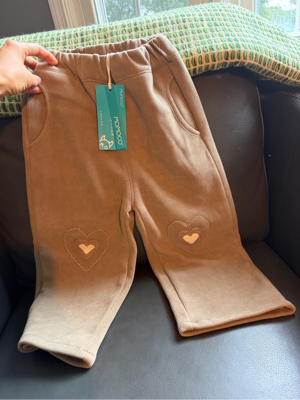 New Kids Brown Corduroy Heart-Knee Pants